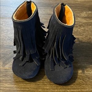 Monkey Feet 18-24 Months Baby Fringe Boots - Royal/Navy